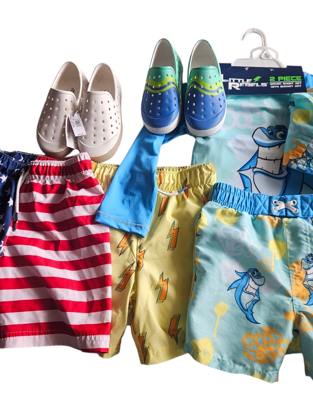 Kids' Swim Set & Shoes - Blue, Yellow, Red Mix
